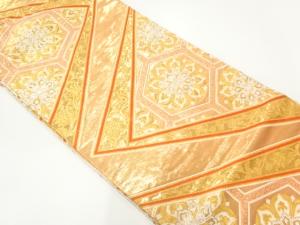 花亀甲模様織出しリバーシブル全通袋帯